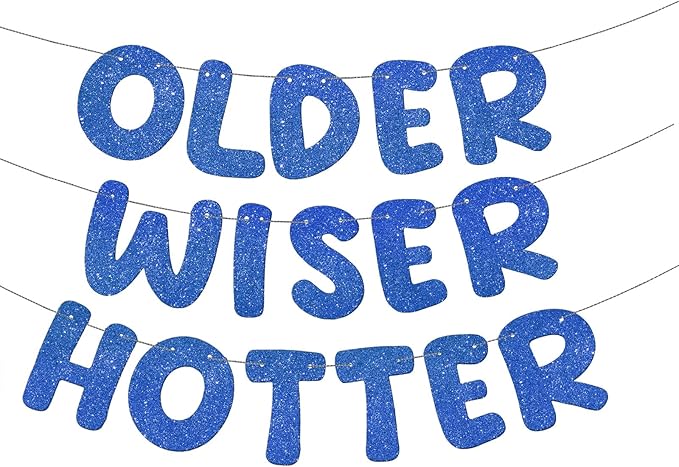 Fulmoon Set of 3 Pre Strung Older Wiser Hotter Glitter Banner Funny #9