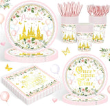 120PCS Princess Party Supplies for Girls Kids Baby Shower 1st