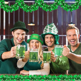 50FT St Patrick's Day Tinsel Garland, Green Shamrock Tinsel Garland