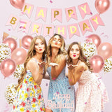Rose Gold Birthday Decorations For Girl Woman Happy Birthday Party