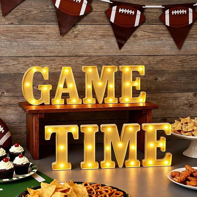 8 Pcs Game Time Football Party Decorations Game Time LED Lights up