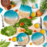 140Pcs Beach Party Supplies Ocean Waves Tableware Set Summer Beach
