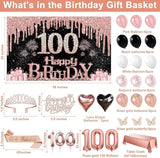 100th Birthday Decorations for Women 49pcs Black Rose Gold Black