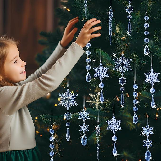 18pcs Crystal Christmas Ornaments for Christmas Tree Decorations-