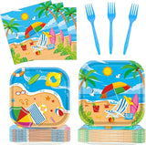 96Pcs Beach Party Supplies Summer Pool Party Paper Plates Napkins
