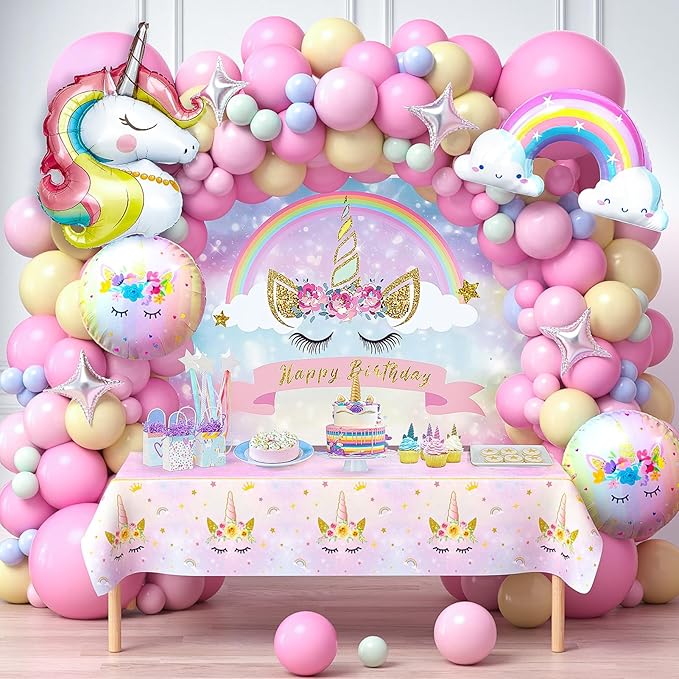 142Pcs Pink Unicorn Party Decorations Birthday Supplies for Girls