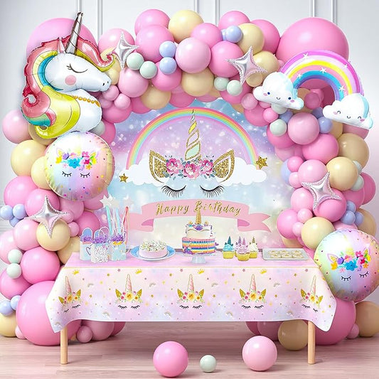 142Pcs Pink Unicorn Party Decorations Birthday Supplies for Girls