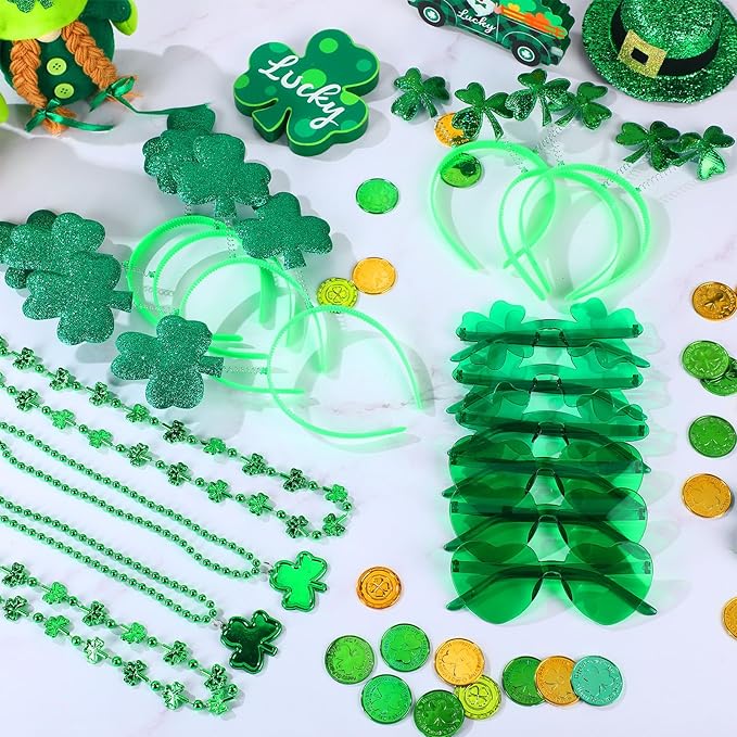 36 Pieces St Patricks Day Favors Set Including 12 Shamrock Glasses