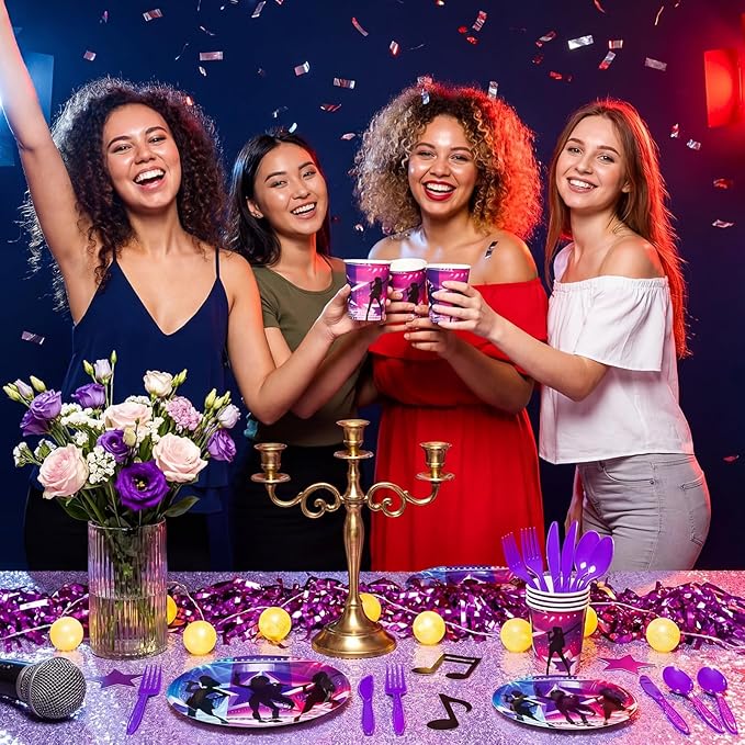 144 Pcs Kpop Birthday Decorations Kpop Party Plates Cups Knives Forks