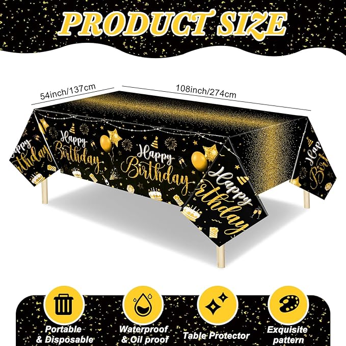 Tudomro 1 Pcs Happy Birthday Tablecloths Happy Birthday Party Decorati