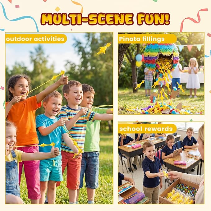 POPLAY 42PCS Flying Chicken Slingshot, Easter Party Favors Treasure