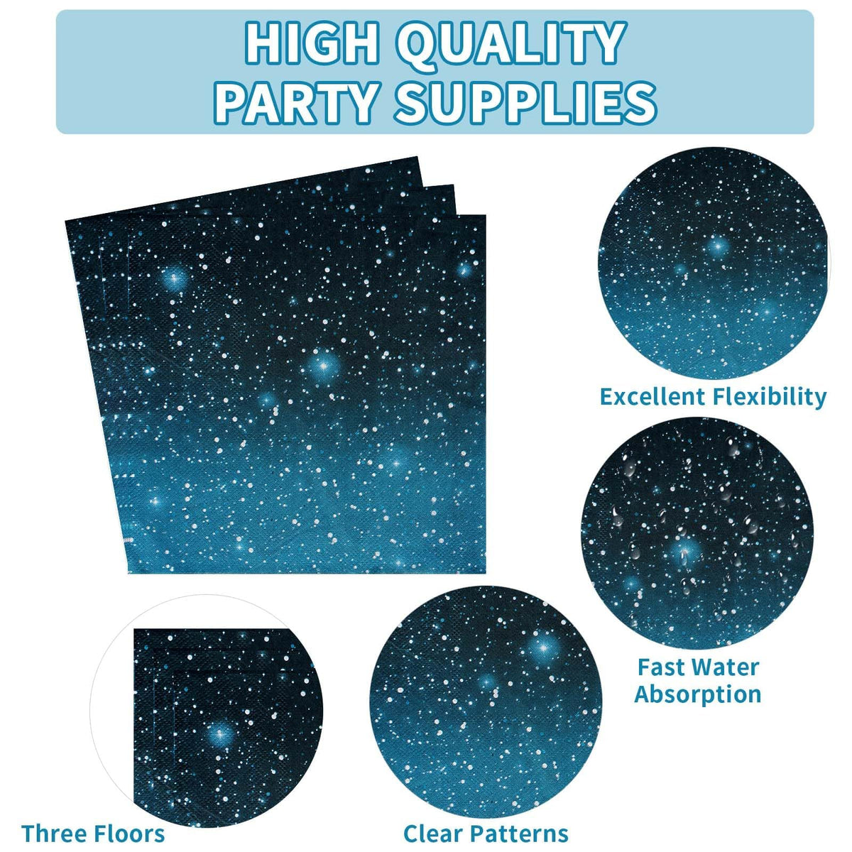 96Pcs Galaxy Party Supplies Iridescent Space Stars Birthday Plates and