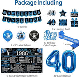 40th Birthday Decorations for Men 20PCS Black Blue Back in 1986