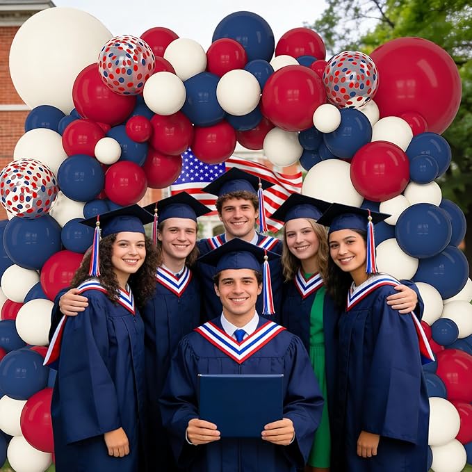 Amandir 153Pcs Red White Blue Balloon Arch Kit, Different Sizes 18 12