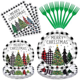96 Pieces Christmas Tree Tableware Party Supplies Black and White