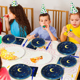 chiazllta 96 Pcs Starry Night Plates and Napkins Party Supplies Sweet