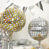 Disco Ball Balloons Gold Silve 4PC,Foil Disco Balloons 22 Inch 4D
