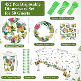 452 Pcs Hawaiian Party Decorations Tropical Luau Paper Plates