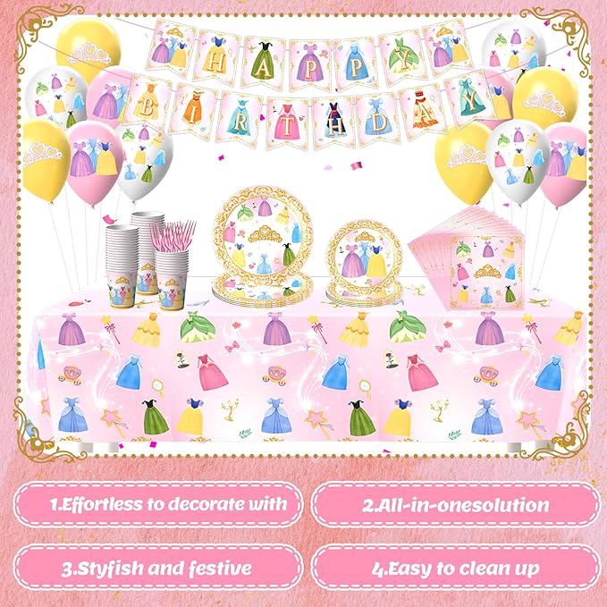 134Pcs Princess Birthday Party Decorations for Princess Party