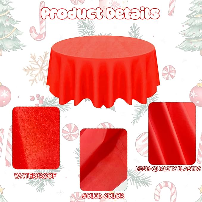 CIEOVO 12 Pcs Christmas Round Disposable Table Cover 84" Assorted