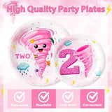96Pcs Two Nado Pink Tornado 2nd Birthday Party Plates Supplies Party