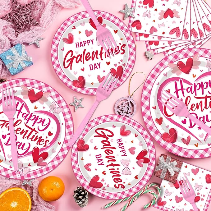 96PCS Galentine's Day Plates and Napkins Party Supplies Galentine's
