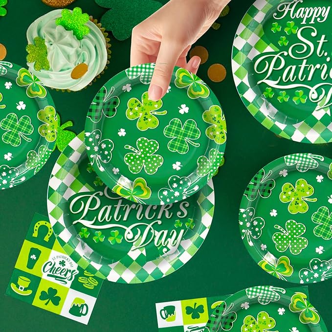 St Patrick's Day Paper Plates and Napkins Tableware Set Serves 60