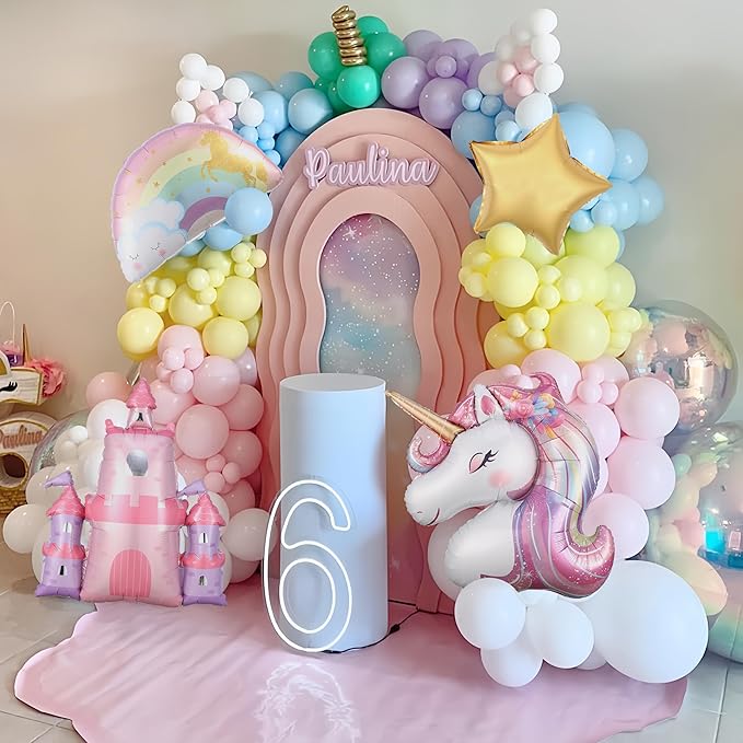 Pastel Unicorn Balloon Arch Kit 156pcs Macaron Rainbow Balloons with
