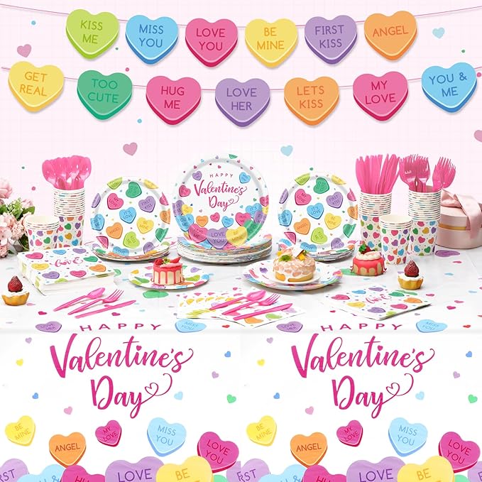 403 Pcs Valentine's Day Party Supplies for 50 Conversation Heart