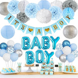 Ouddy Party Blue Baby Shower Decorations with Its a Boy Banner Baby