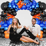 Black Orange Blue Balloon Arch Kit,Royal Blue Black Balloon Garland