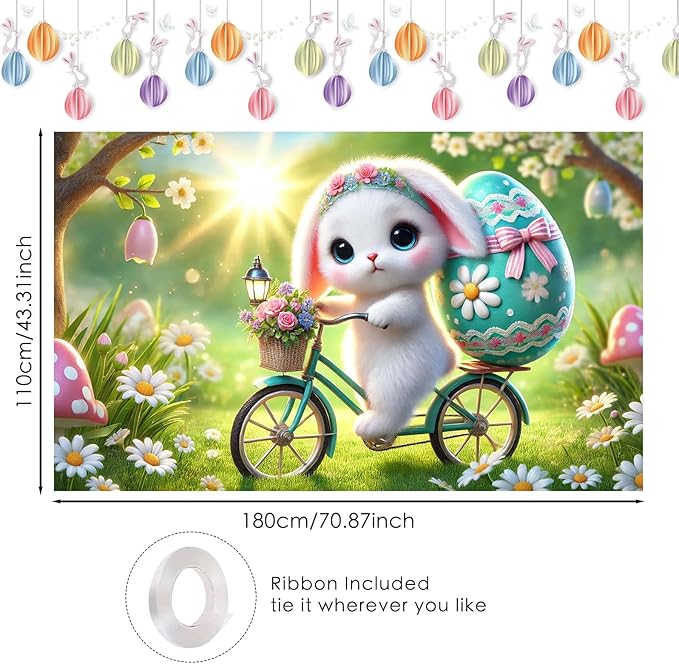 Easter Banner Polyester 43x70.86 Inches Banner Easter for Backyard