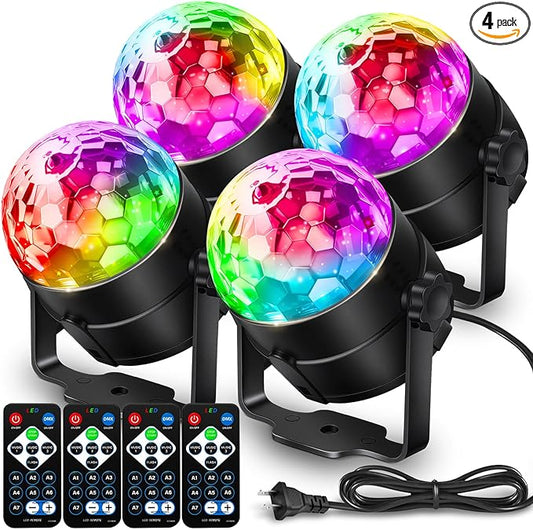 NEQUARE Disco Ball DJ Party Lights Sound Activated with Remote #4