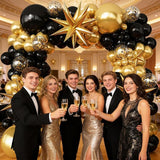 Black and Gold Balloon Garland Arch Kit for 2026 Graduation Birthday