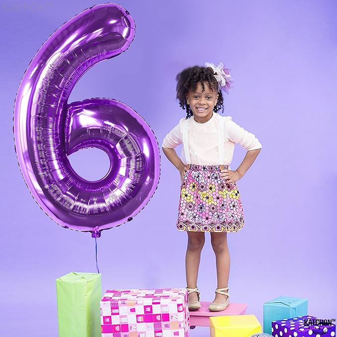 KatchOn, Giant Purple Number 6 Balloon - 40 Inch | 6th Birthday