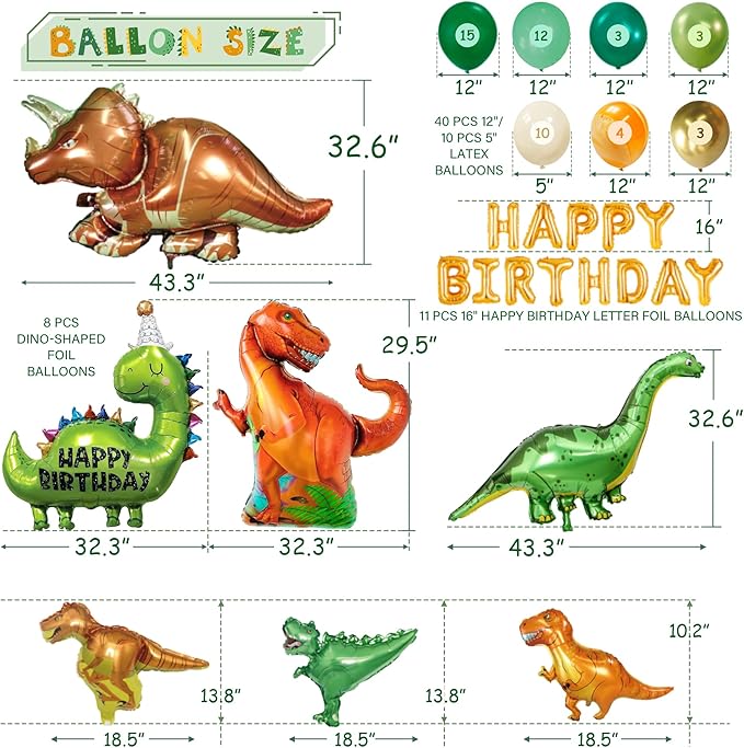 Party Spot! 258 pcs Dinosaur Birthday Party Decorations For Boy 20