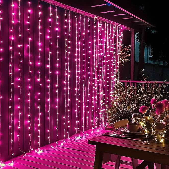 Dazzle Bright 300 LED Curtain String Lights Valentine's Day Fairy