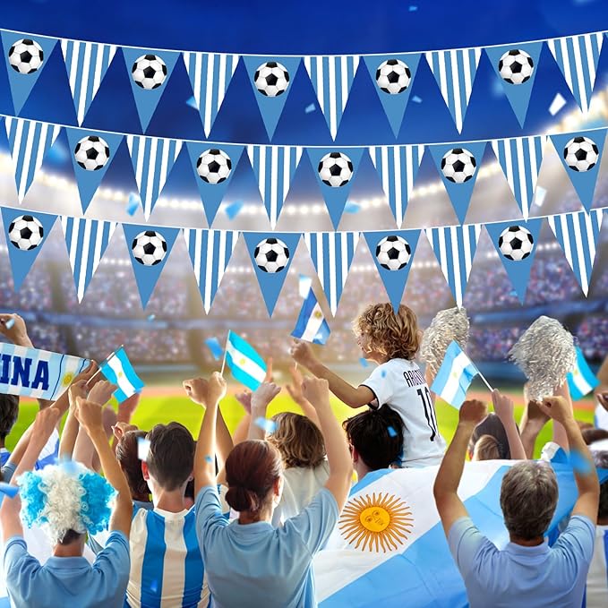 Faccito 5 Pack Blue Soccer Banners Soccer Party Decorations Sports