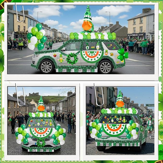 62 Pcs St Patrick's Day Parade Float Decorations Shamrock Leprechaun