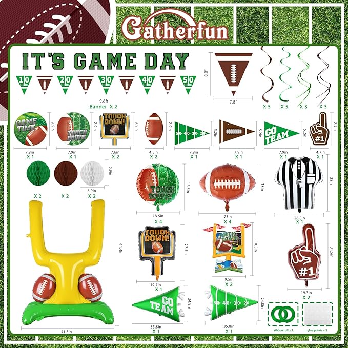 Football Party Decorations Kit Tailgate & Football Birthday