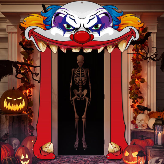 Tiamon Halloween Clown Door Banners Creepy Carnival Decorations Scary