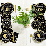96 Pcs 40th Birthday Plates and Napkins Party Supplies Black Gold