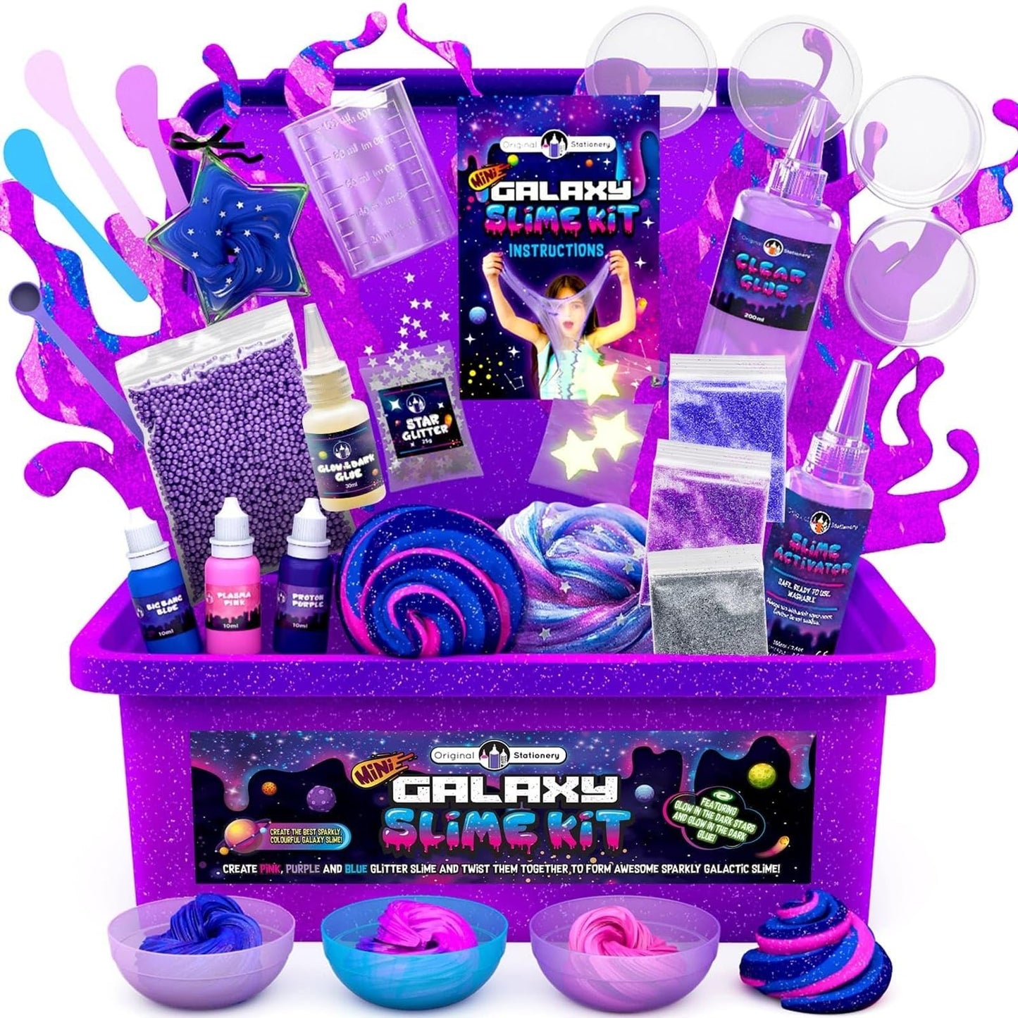 Original Stationery Mini Galaxy Slime Kit for Girls & Boys Ages 7–12,