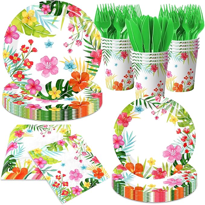 Luau Party Supplies 144pcs Tropical Party Decorations includes