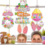 Easter Egg Bunny Home Front Door Hanger Decor 4pcs Pastel Rainbow