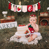 Berry First Birthday High Chair Banner Strawberry Tassel Garland