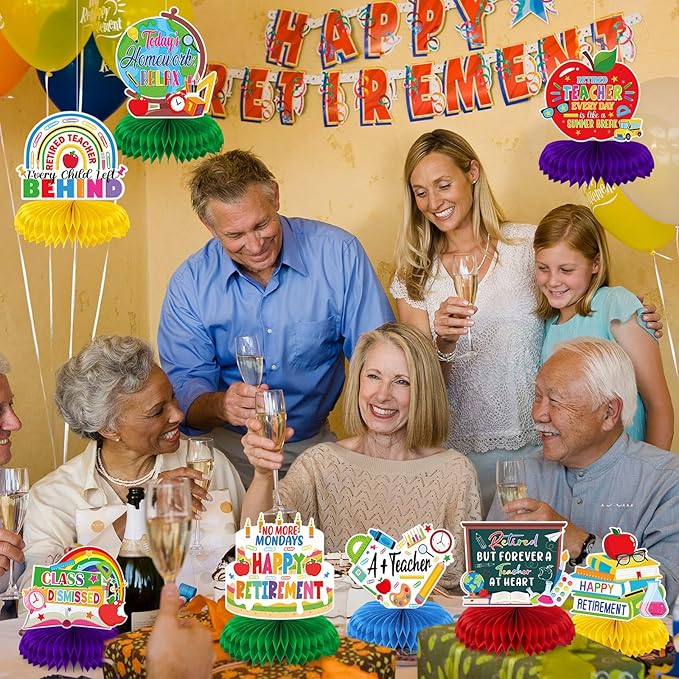 10 Pieces Funny Teacher Retirement Decorations Honeycomb