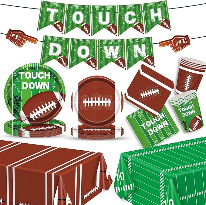 Football Party Supplies Kit Includes Dinner Plates Dessert Plates