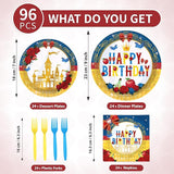 96 Pcs Snow Princess Birthday Party Supplies Cartoon Snow Plates and