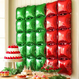 25PCS Christmas Balloons Red Green Square Foil Balloon Wall Backdrop